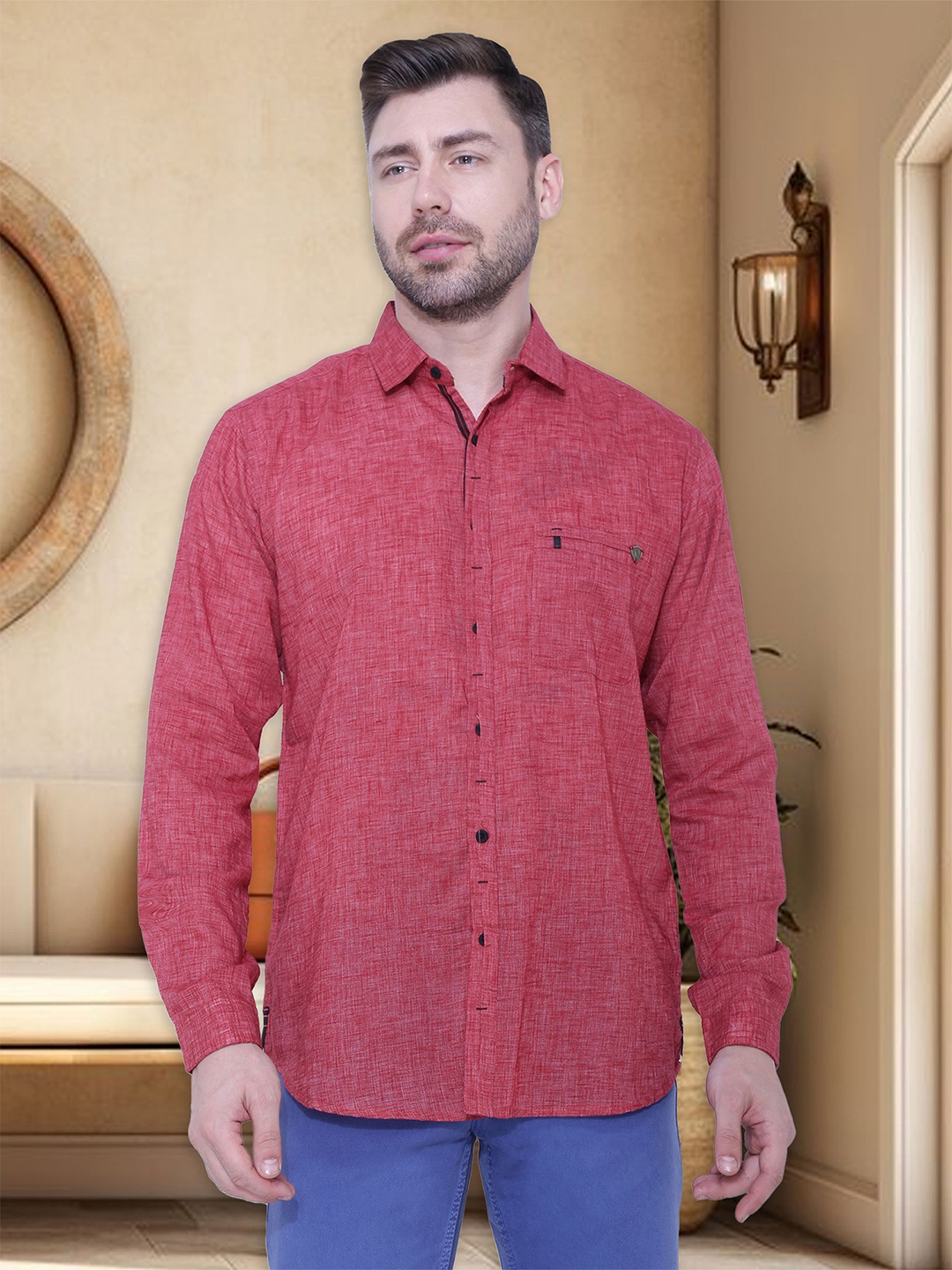 

Kuons Avenue Men Slim Fit Casual Shirt, Red