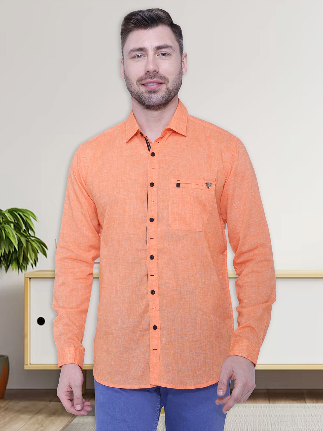 

Kuons Avenue Men Slim Fit Casual Shirt, Orange
