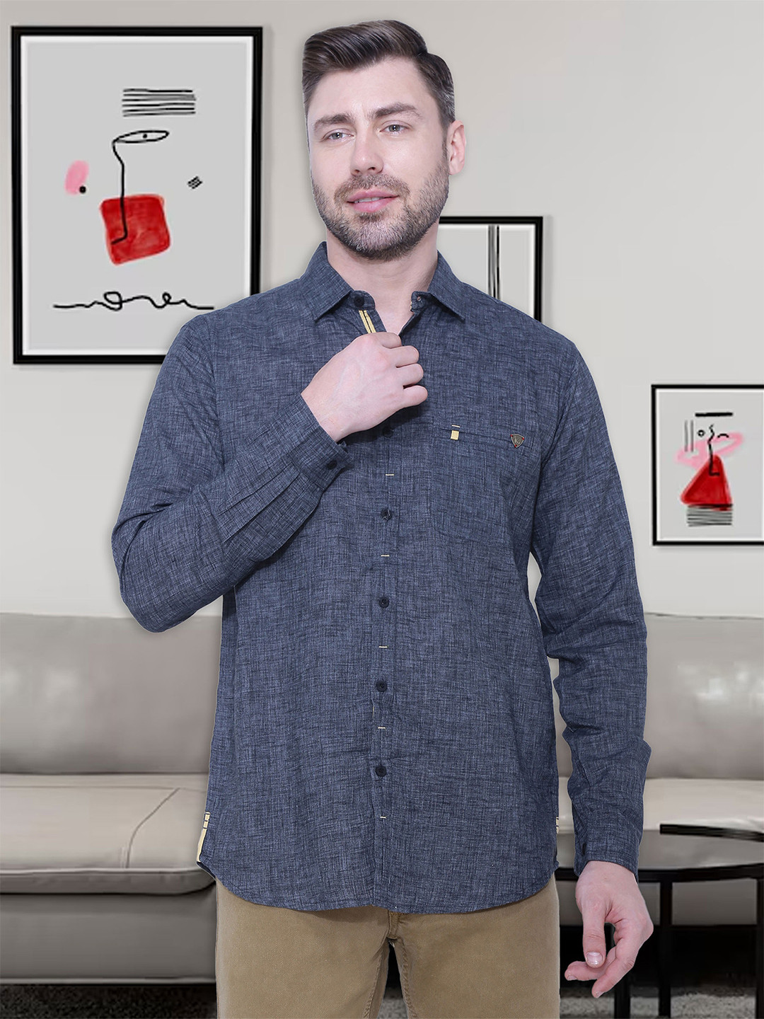 

Kuons Avenue Men Slim Fit Casual Shirt, Charcoal