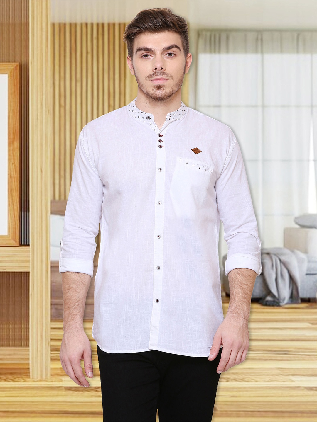 

Kuons Avenue Men White Slim Fit Casual Shirt