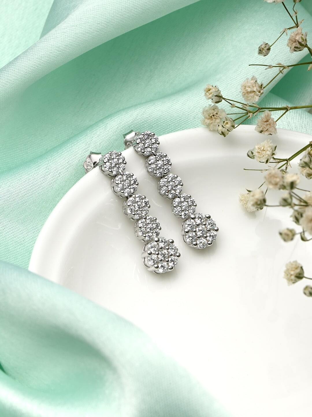 

Zavya Silver-Toned Contemporary Drop Earrings