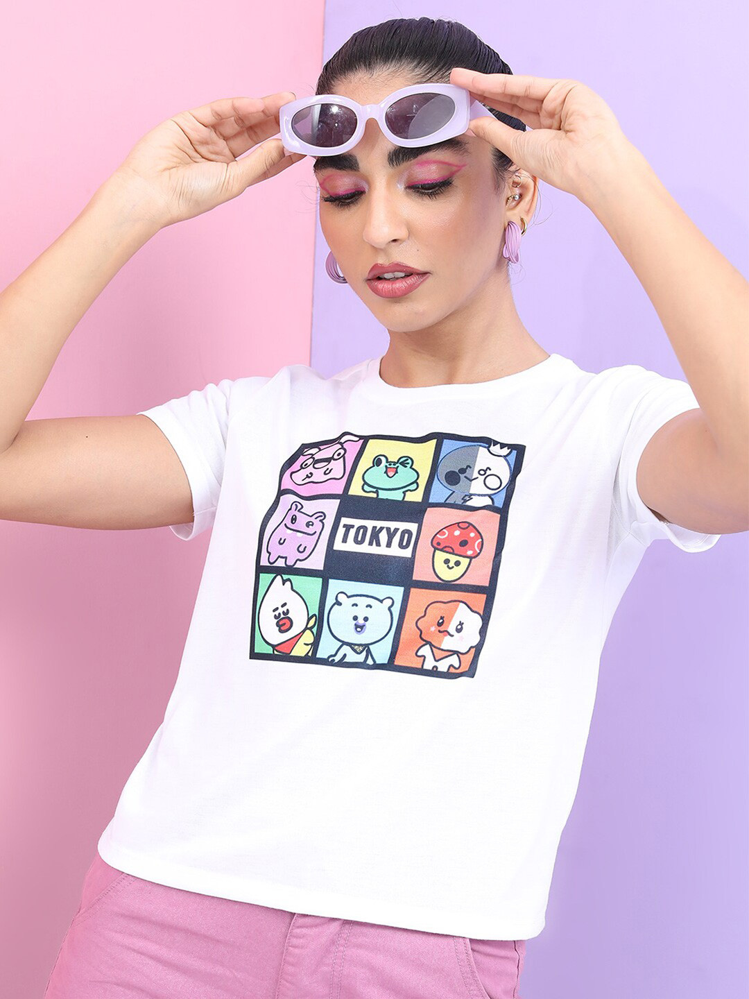 

Tokyo Talkies Women Graphic Printed Slim Fit T-shirt, White