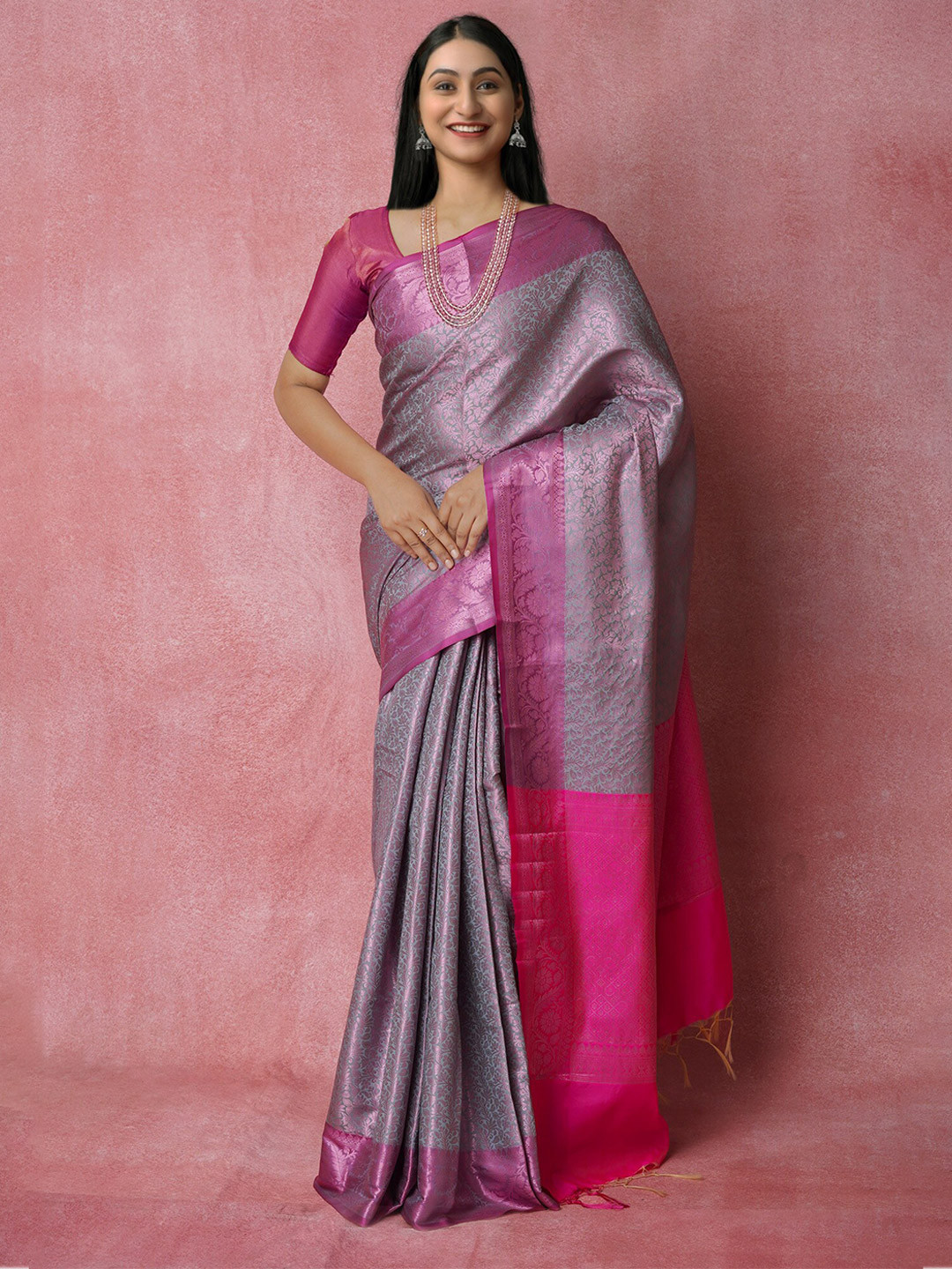 

Unnati Silks Woven Design Zari Silk Blend Banarasi Saree, Blue