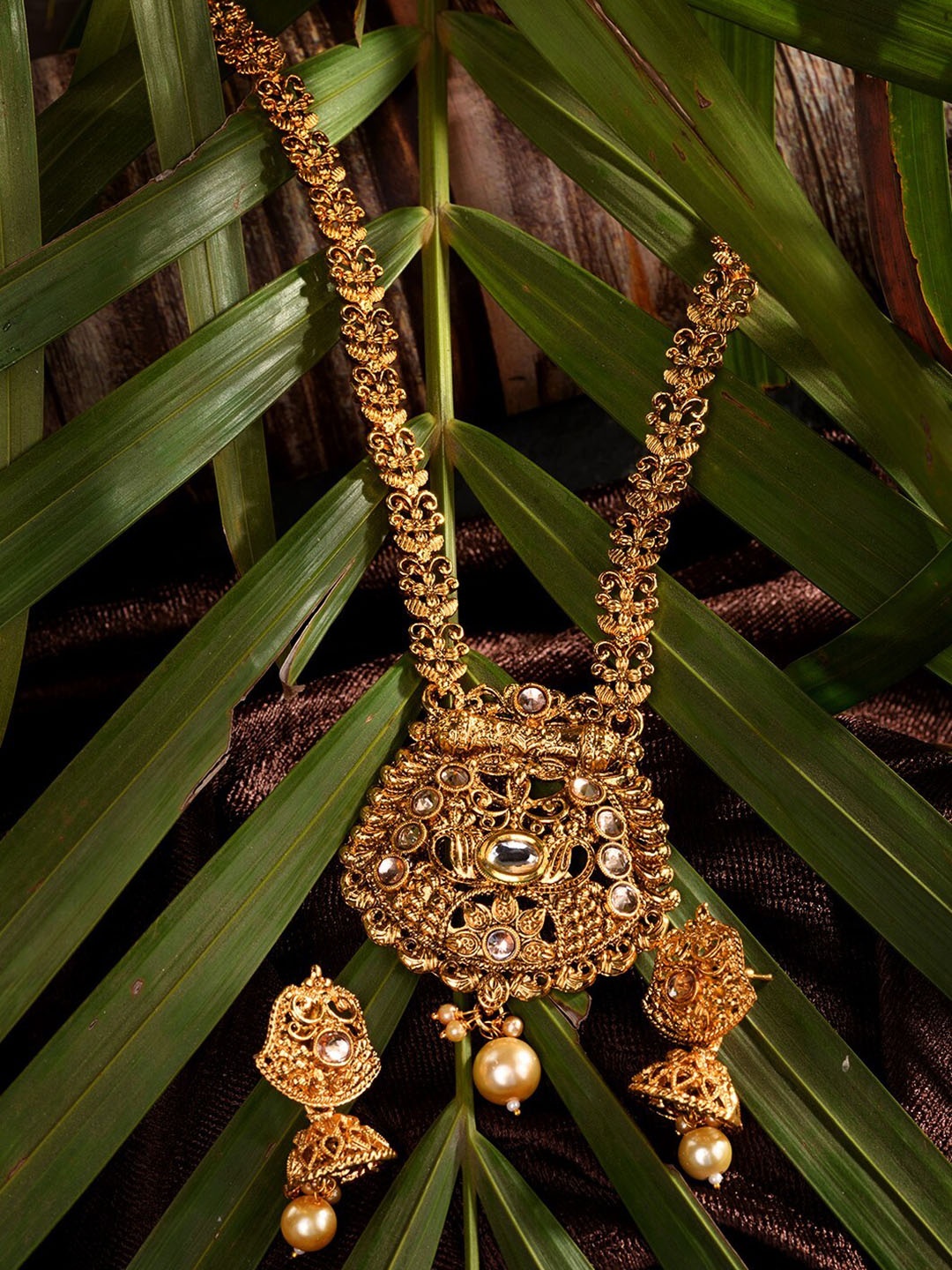 

Saraf RS Jewellery Gold-Plated AD-Studded Jewellery Set