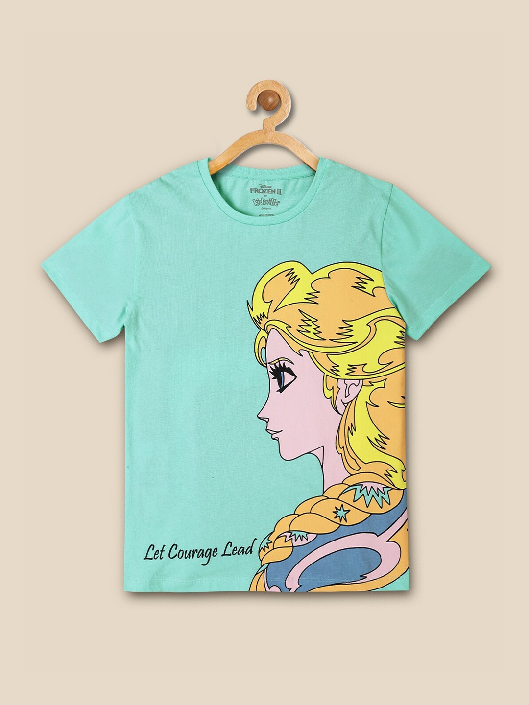 

Kids Ville Girls Frozen Printed Pure Cotton T-shirt, Green