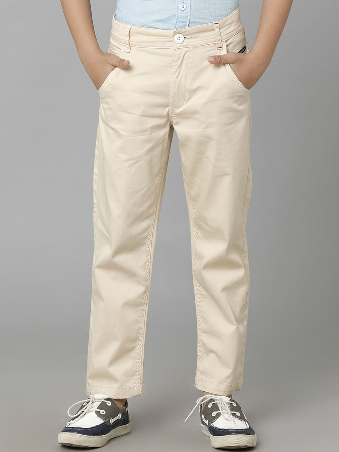 

UNDER FOURTEEN ONLY Boys Chinos Cotton Trousers, Beige