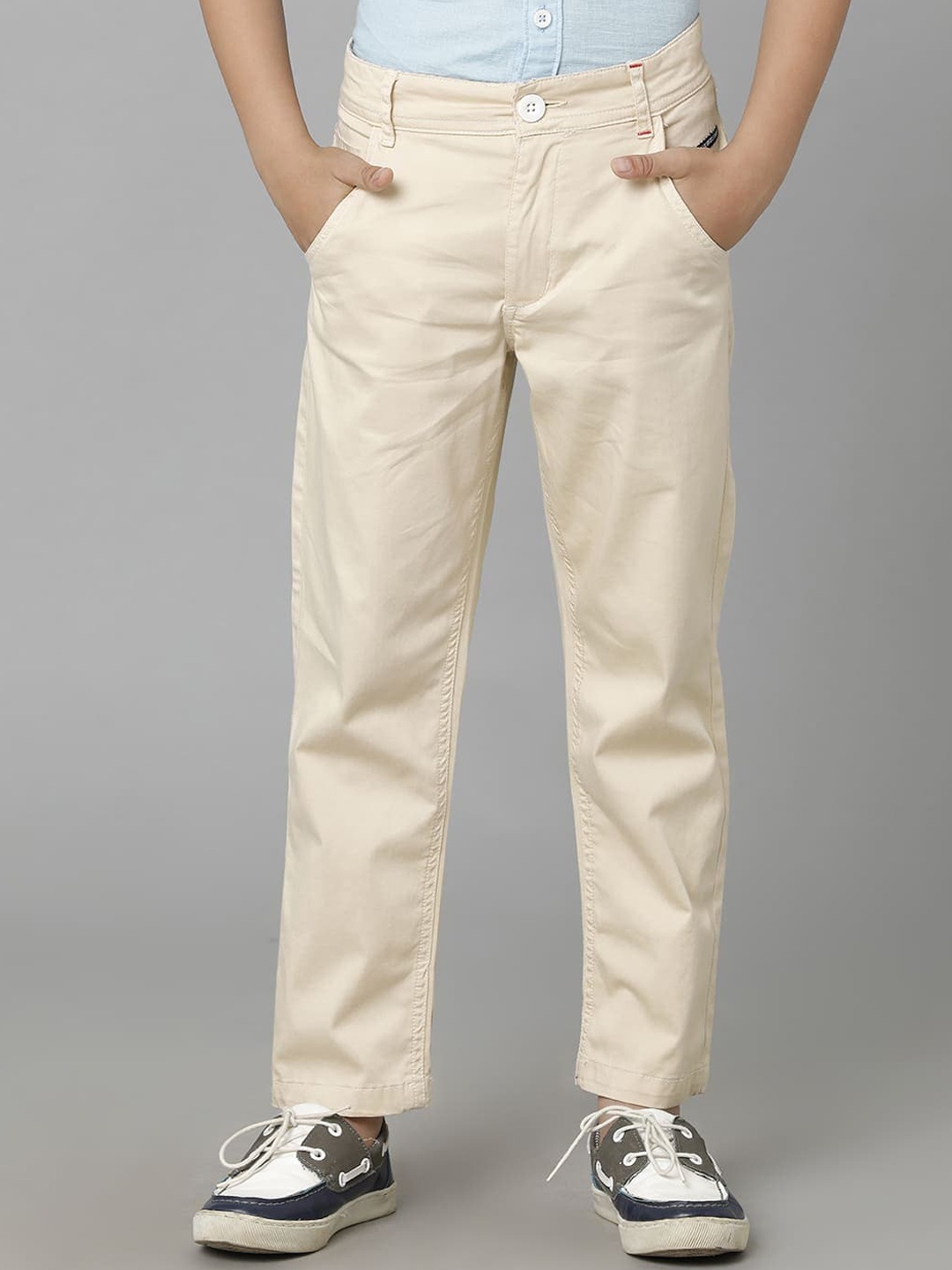 

UNDER FOURTEEN ONLY Boys Cotton Chinos Trousers, Beige