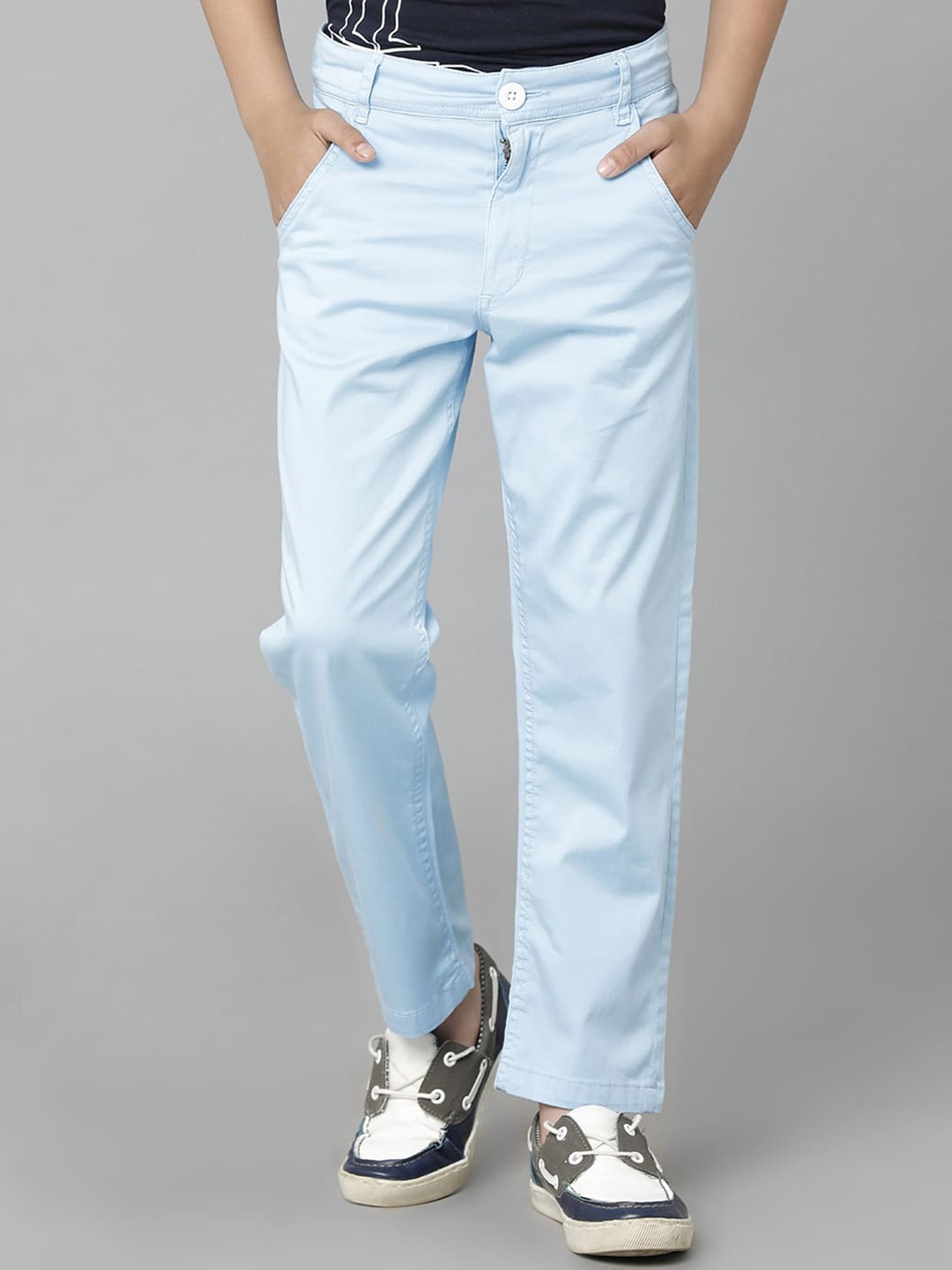 

UNDER FOURTEEN ONLY Boys Cotton Trousers, Blue