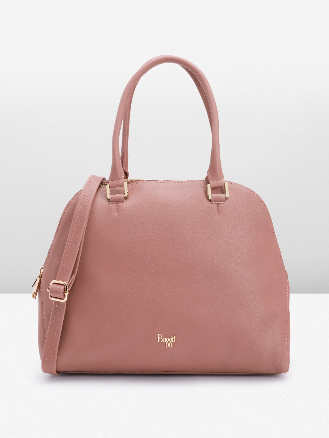 

Baggit Solid PU Bowling Handheld Bag, Mauve