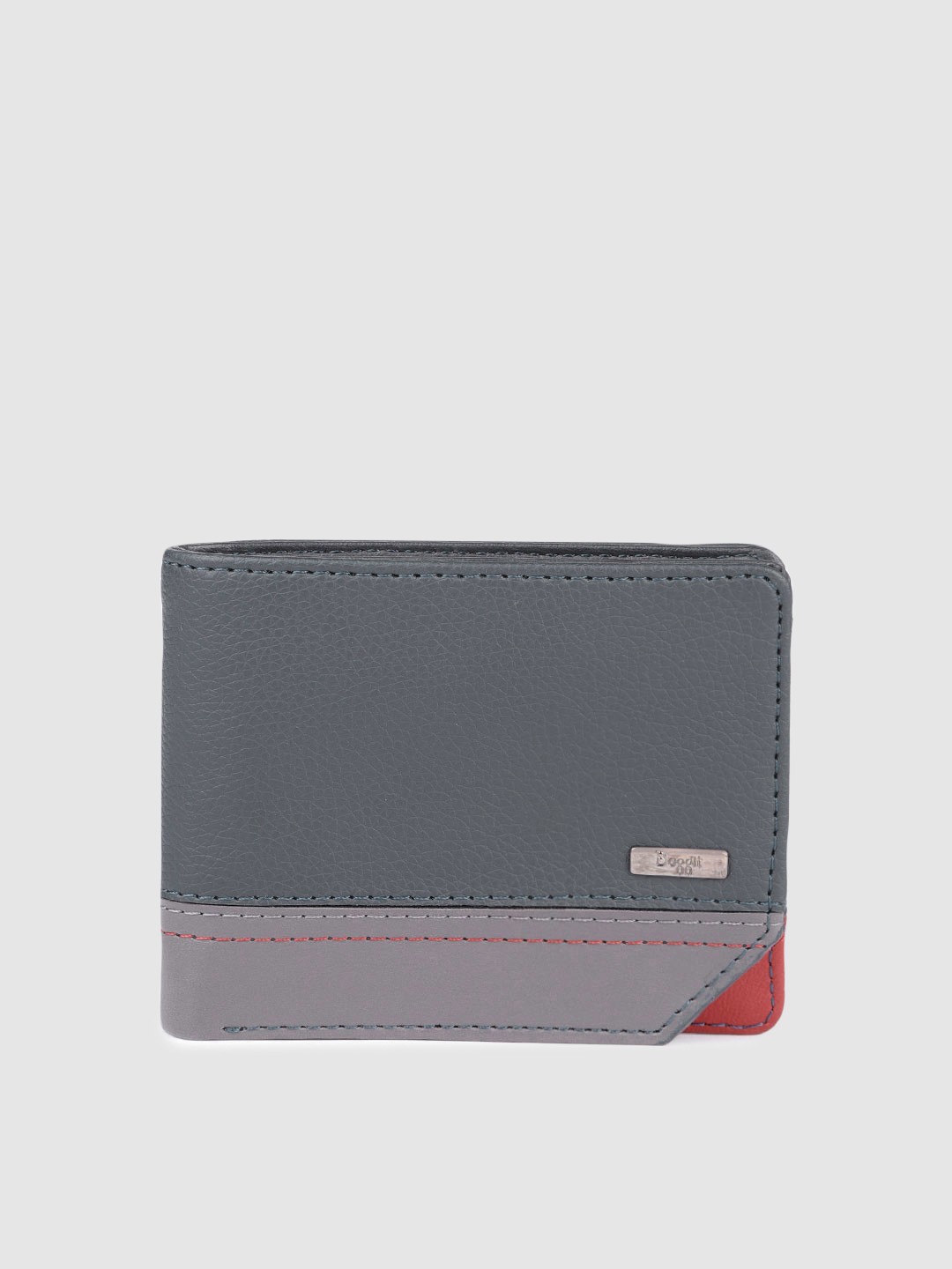 

Baggit Men Colourblocked PU Two Fold Wallet With Textured Detail, Navy blue