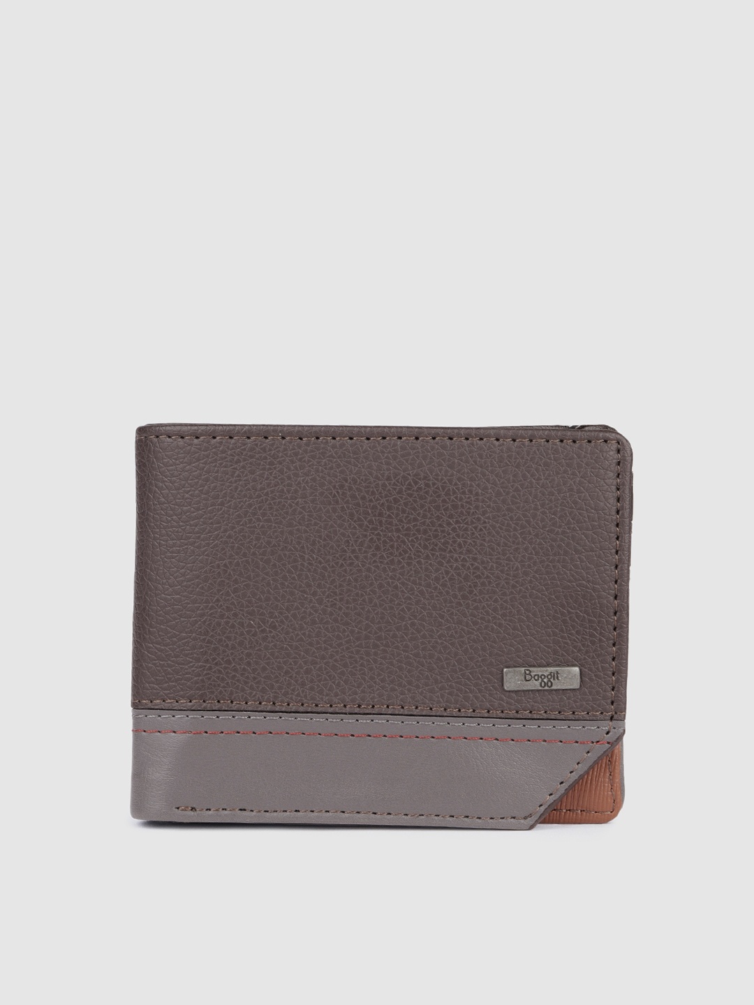 

Baggit Men Colourblocked PU Two Fold Wallet With Textured Detail, Brown