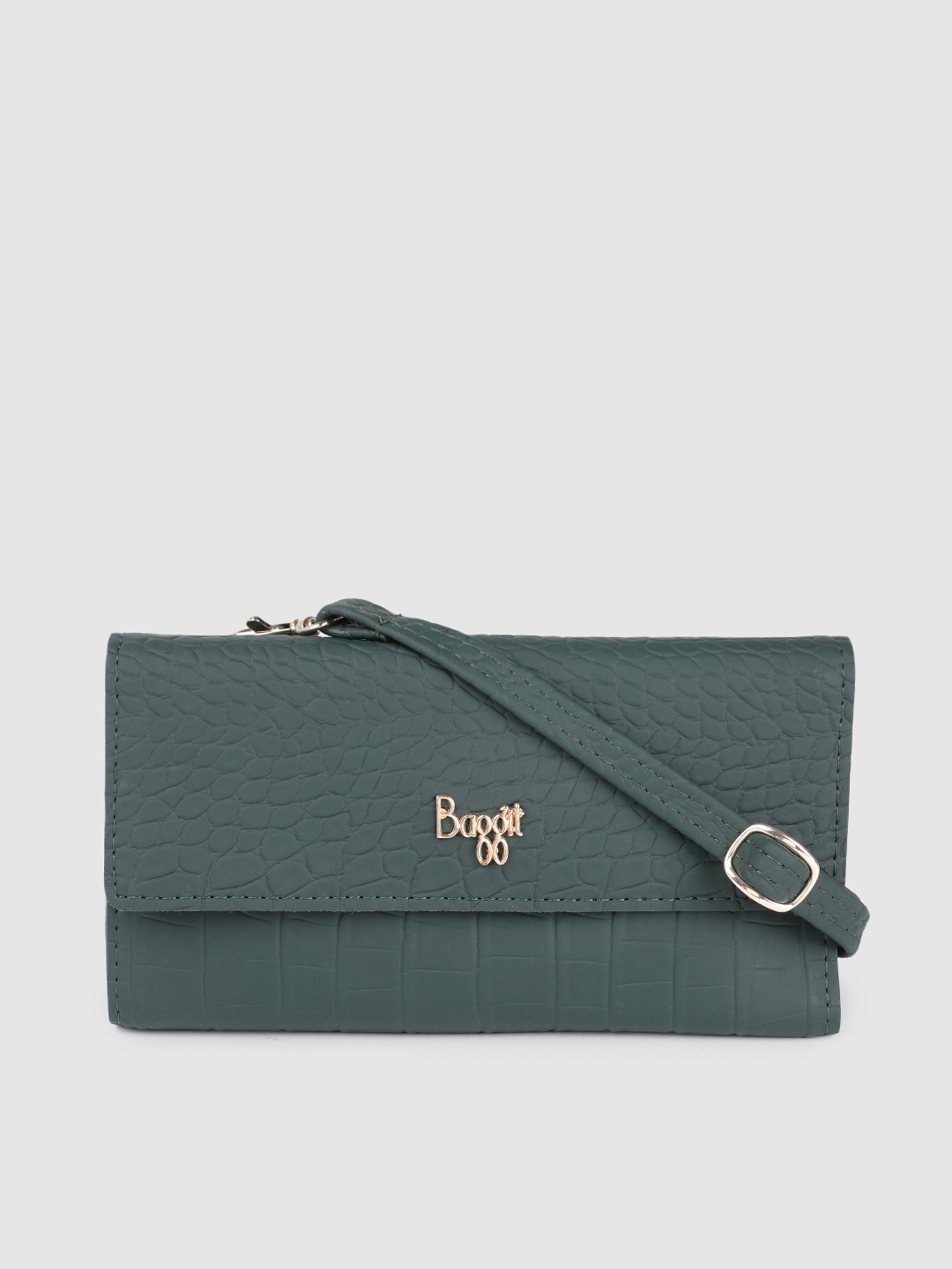 

Baggit Women Textured Two Fold Wallet, Green