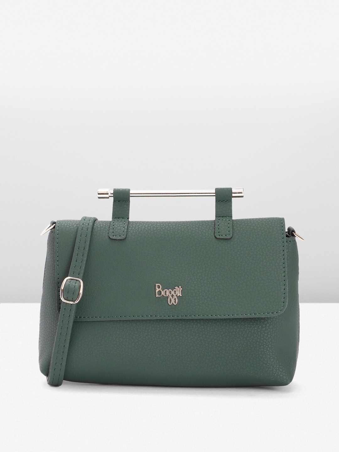 

Baggit Textured Structured Satchel, Green