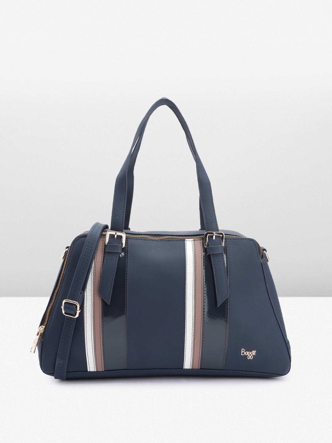 

Baggit Women Striped Handheld Bag, Navy blue