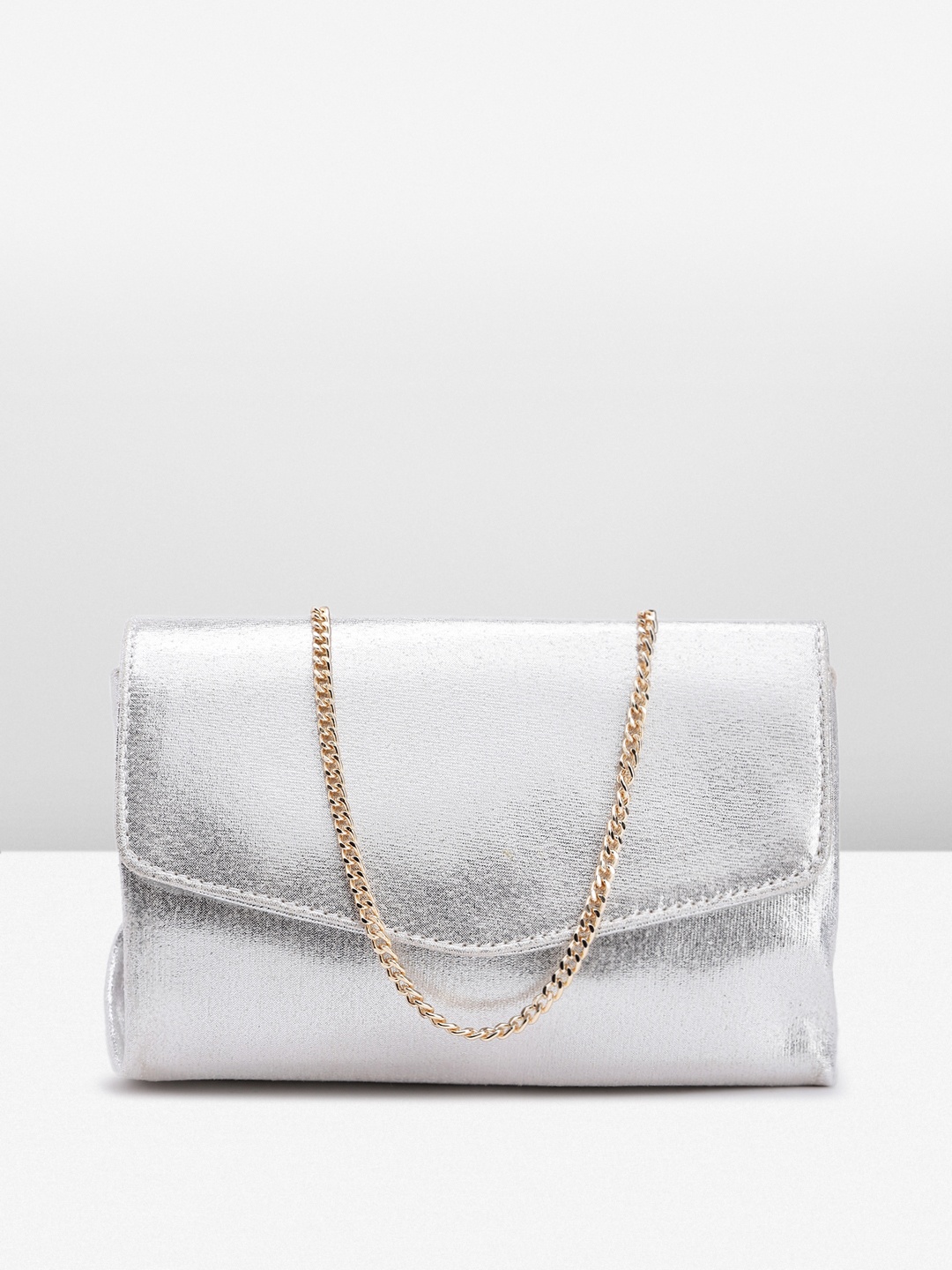 

Baggit Foldover Clutch with Shoulder Strap, Silver