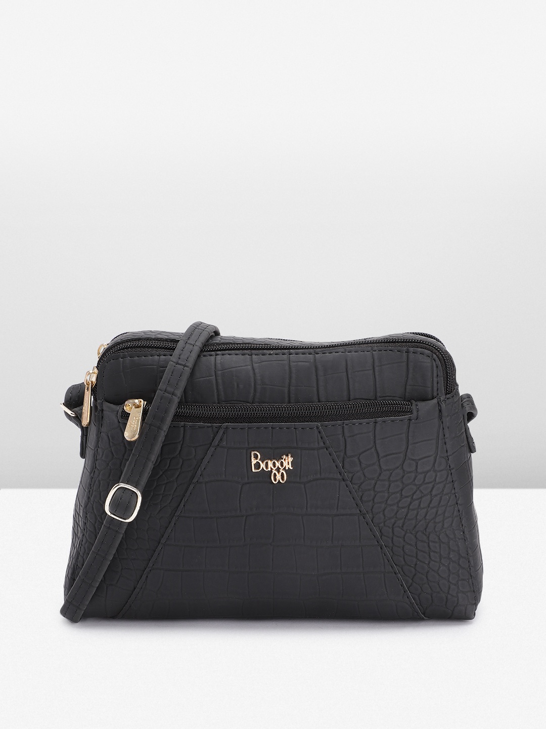 

Baggit Croc Textured Sling Bag, Black