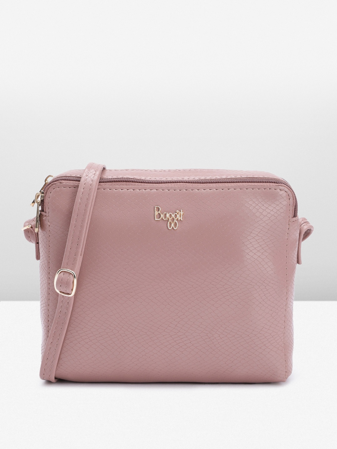 

Baggit Textured PU Structured Sling Bag, Pink
