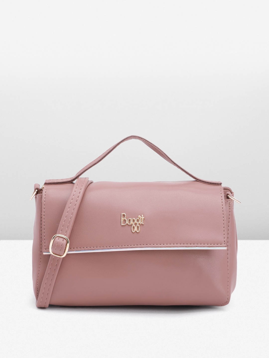 

Baggit Solid PU Structured Satchel, Mauve