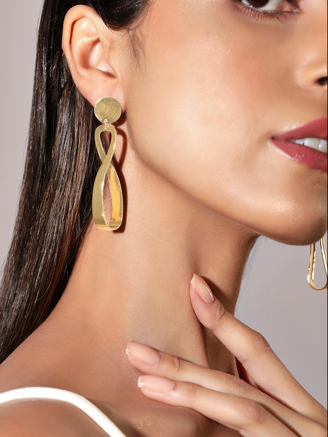 

Rubans Voguish Gold-Plated Geometric Drop Earrings