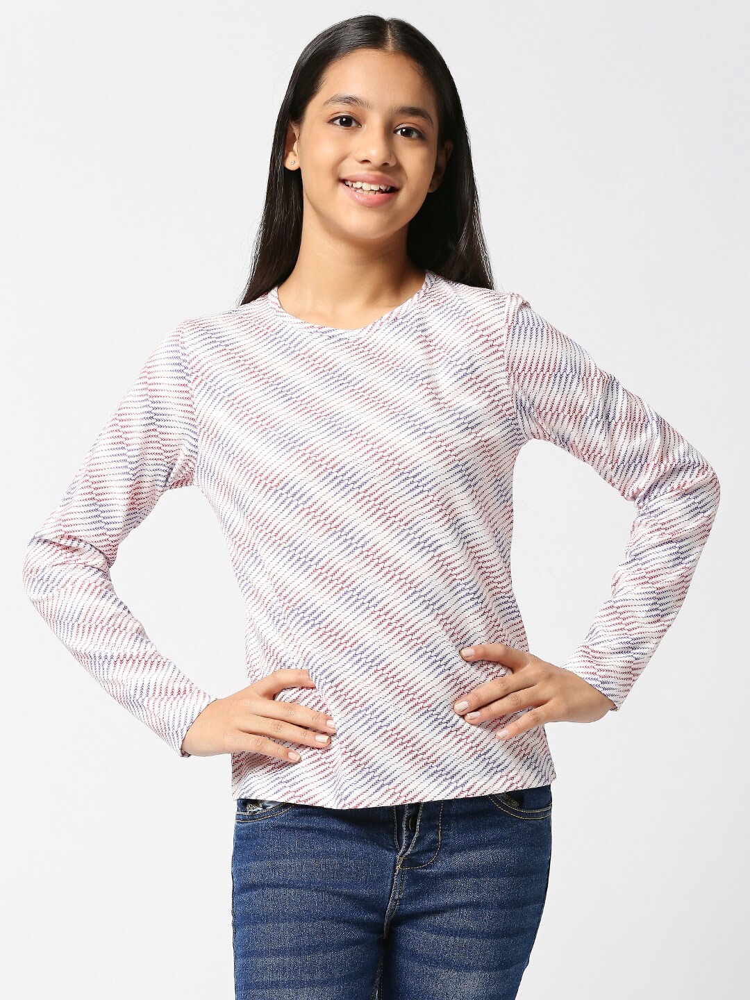 

JUSTICE Girls Printed Pure Cotton T-shirt, Off white