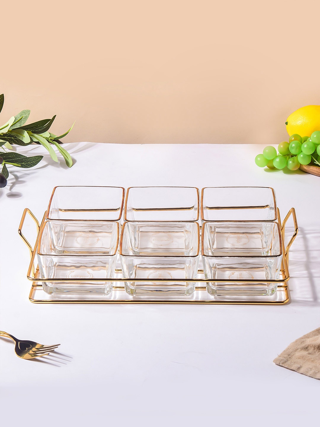 

Nestasia 6 Pcs Transparent Glass Bowls & Tray 200 ml