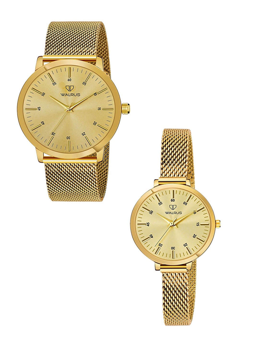 

Walrus Set Of 2 Bracelet Style Straps Analogue Watch For Couple WWTP-ELITE-XIX-060606, Gold