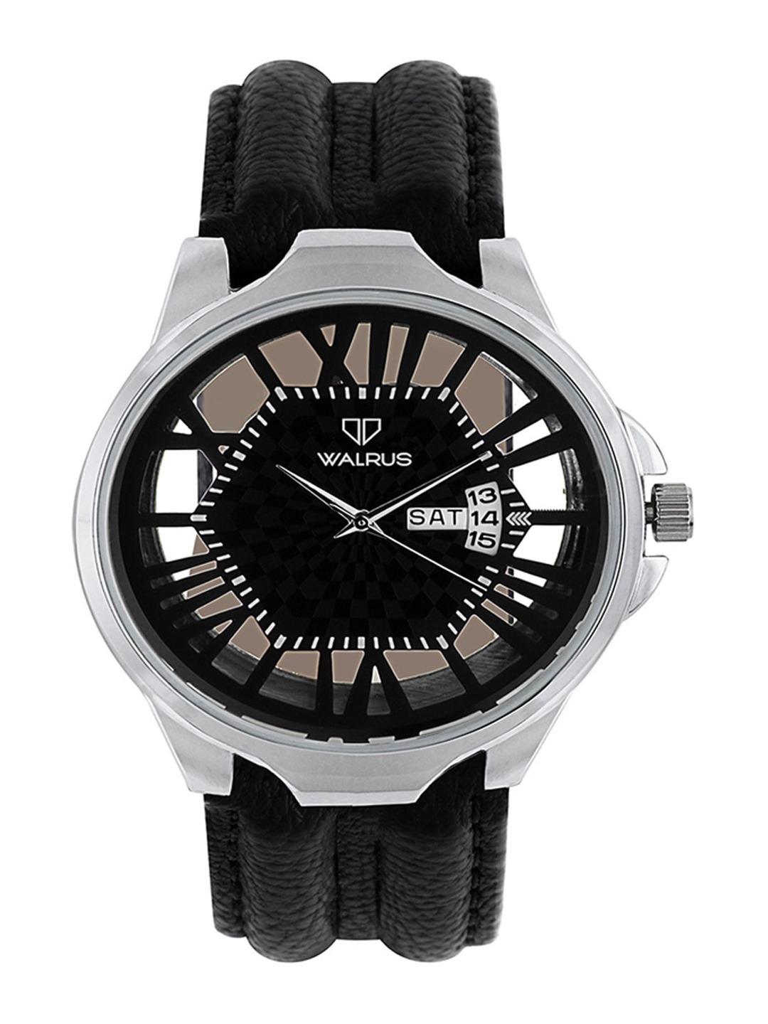 

Walrus Men Brass Printed Dial & Leather Straps Analogue Watch WWTM-INVC-502, Black