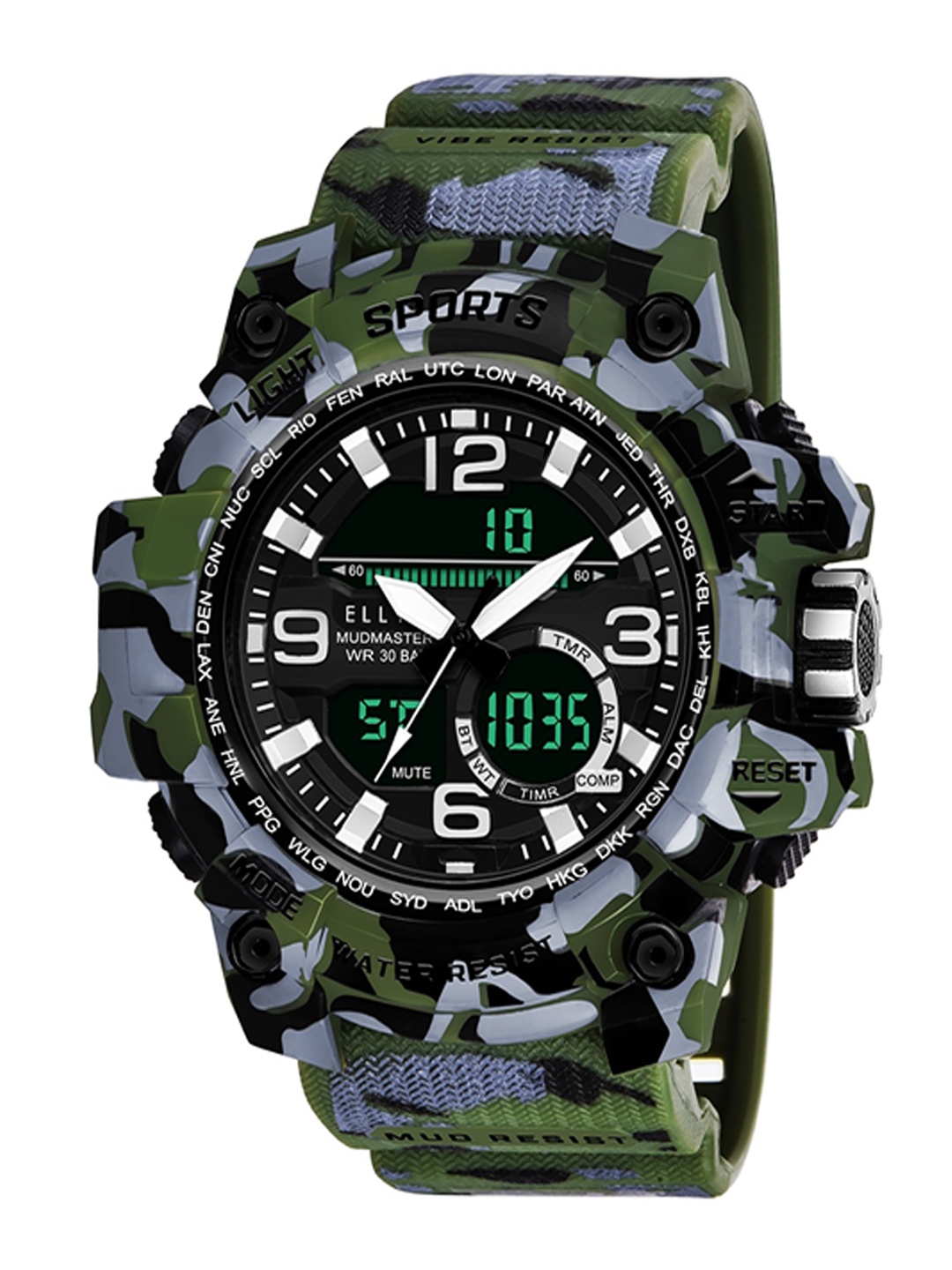 

Walrus Men Patterned Dial & Straps Analogue and Digital Watch EWTM-CAM-020404, Green