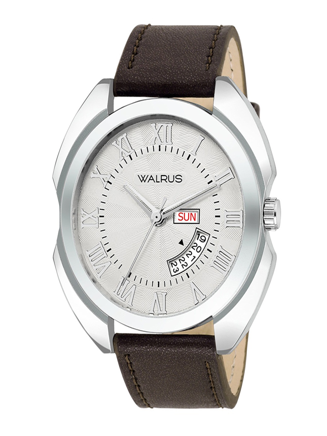 

Walrus Men Brass Dial & Straps Analogue Leather Watch WWTM-INVC-VII-010907, Silver
