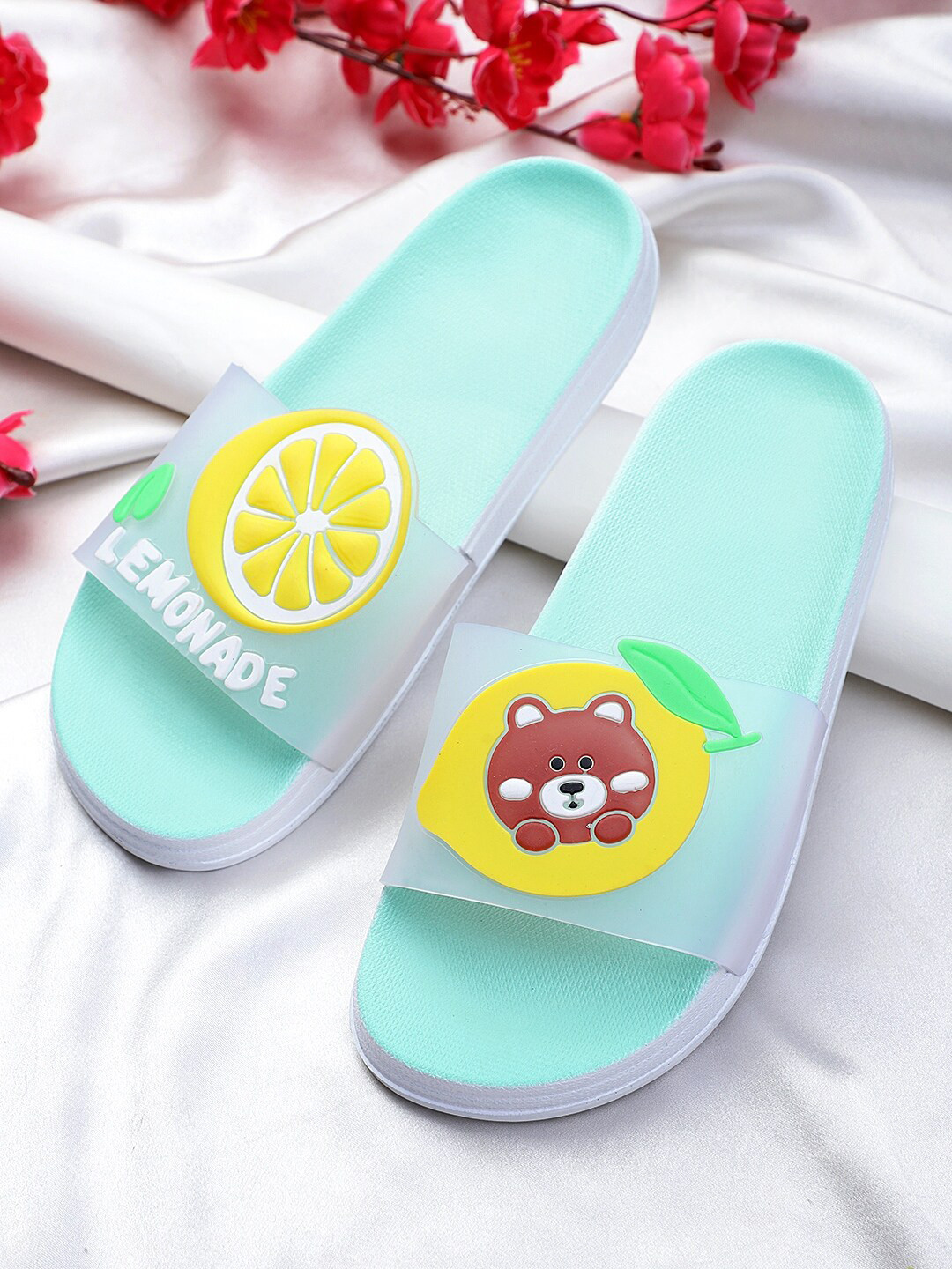 

Pampy Angel Women Self Design Rubber Sliders, Blue