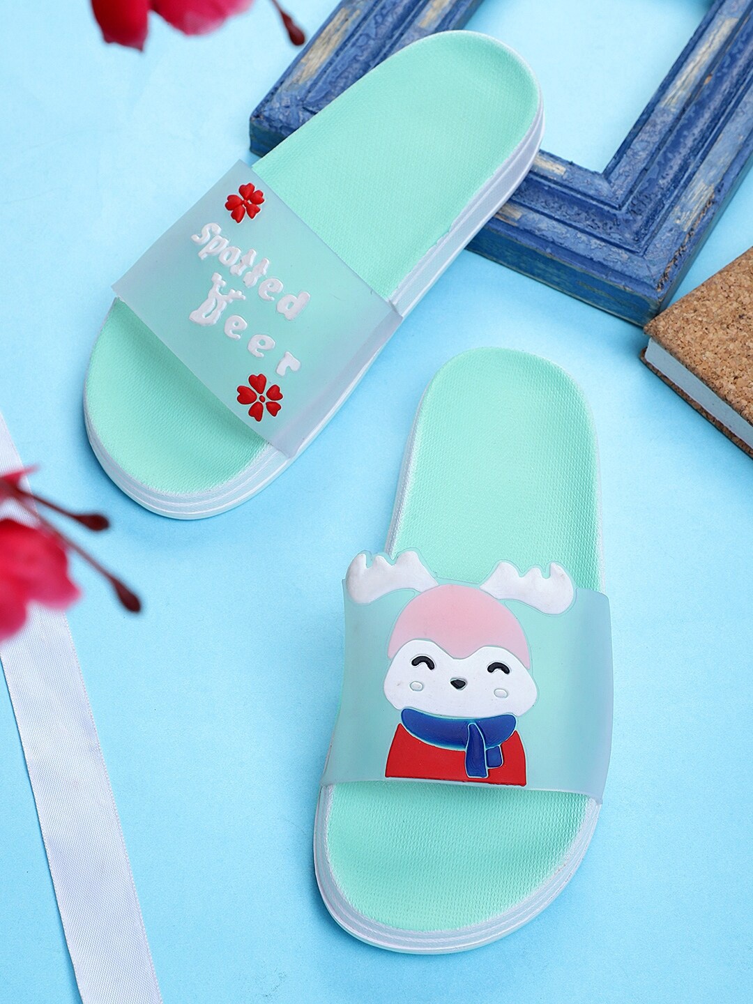 

Pampy Angel Women Self Design Rubber Sliders, Blue