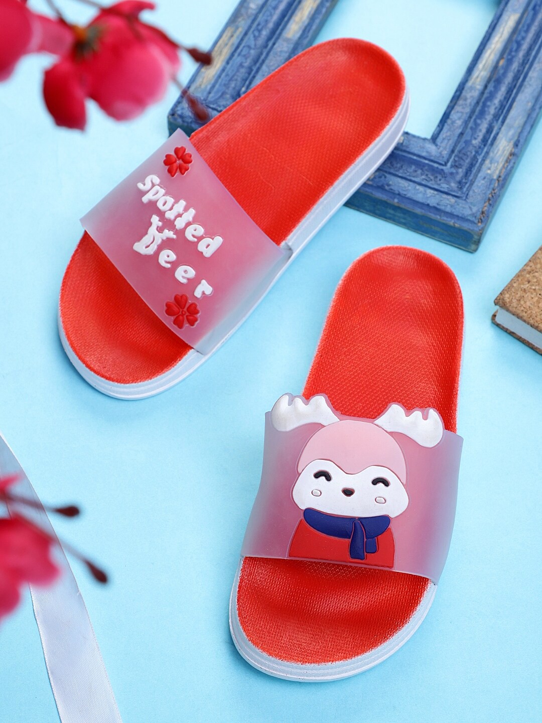 

Pampy Angel Women Self Design Rubber Sliders, Red