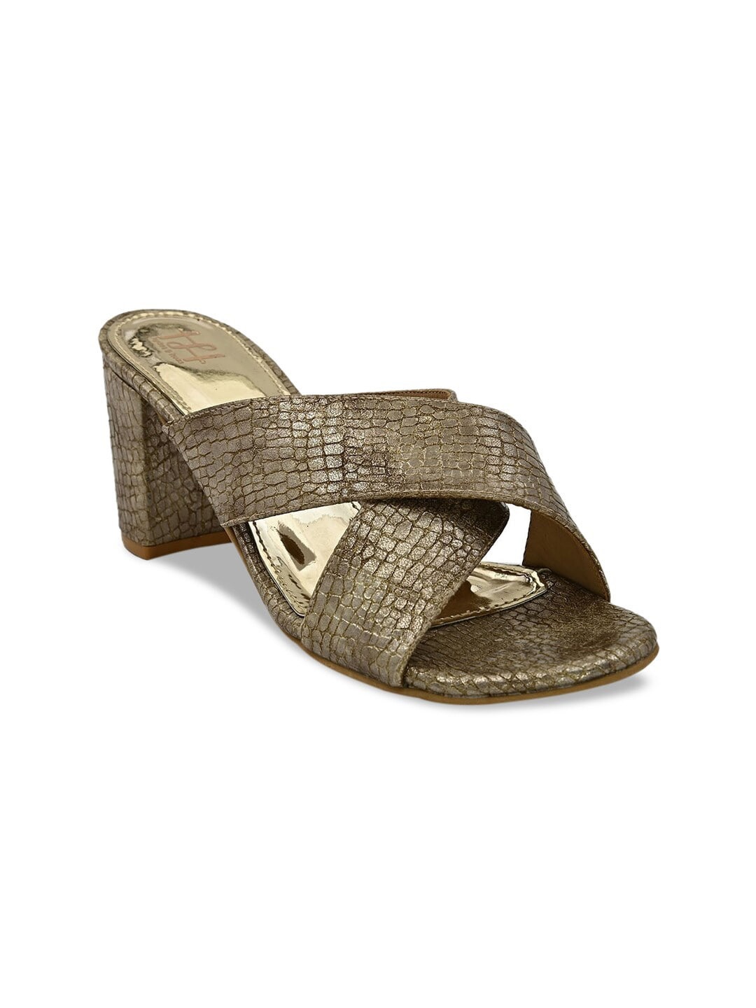 

Hydes N Hues Women Textured Open Toe Block Heels, Gold