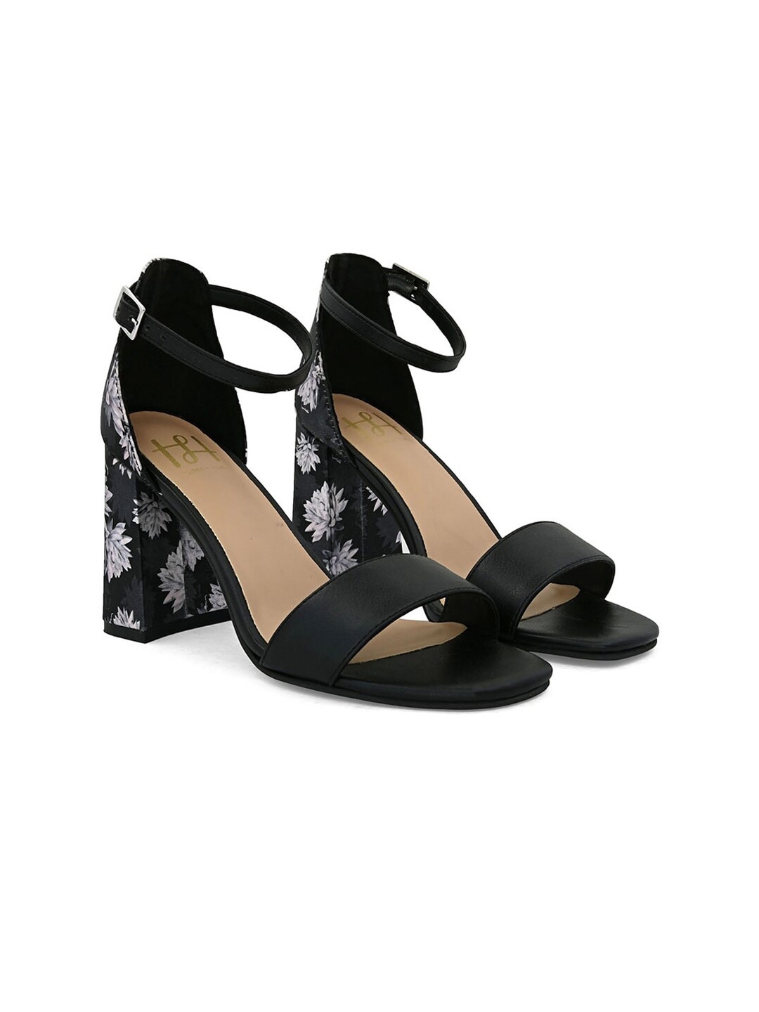 

Hydes N Hues Women Open Toe Printed Block Heels, Black