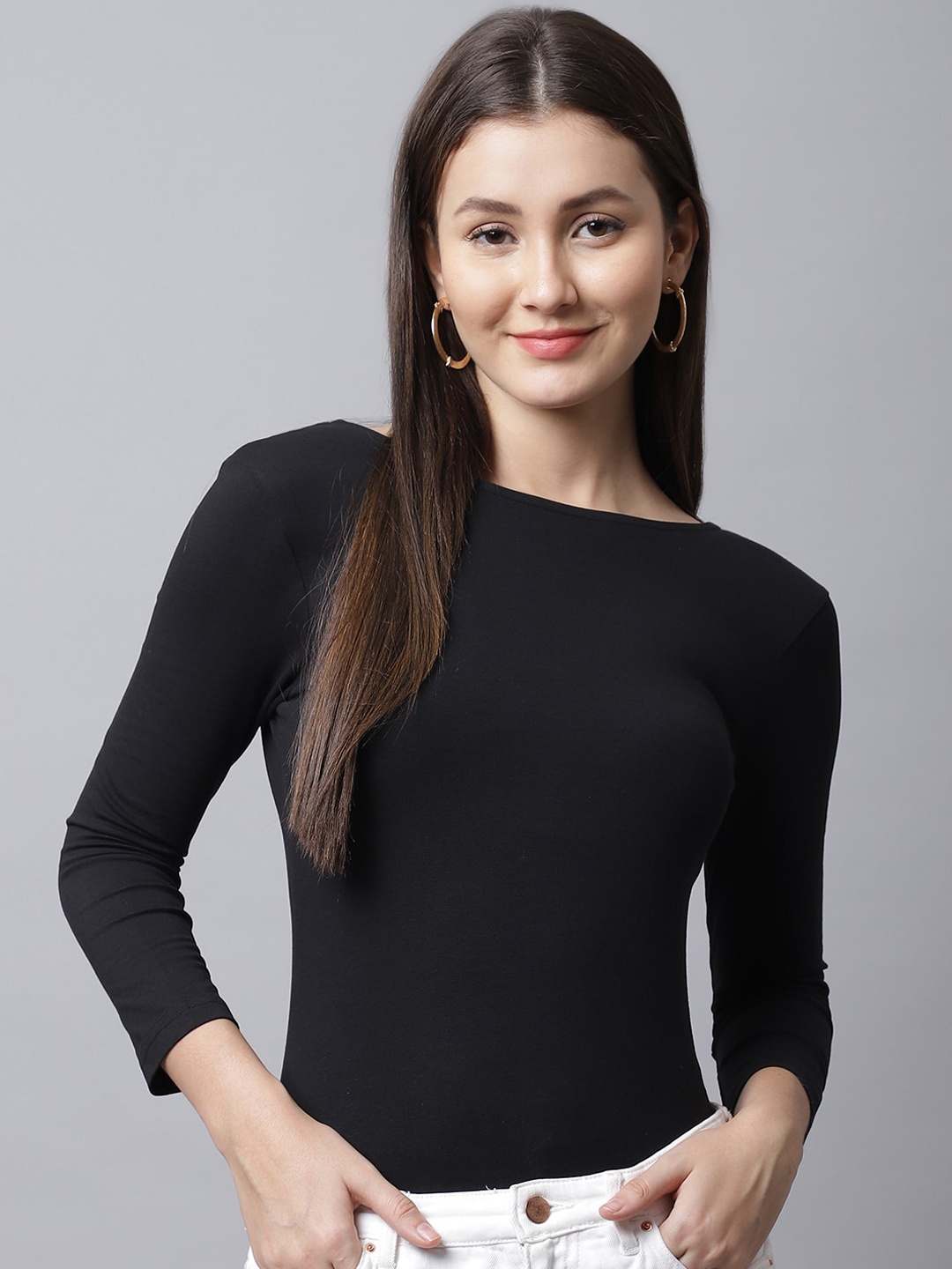 

DOOR74 Woman Cotton Bodysuit, Black