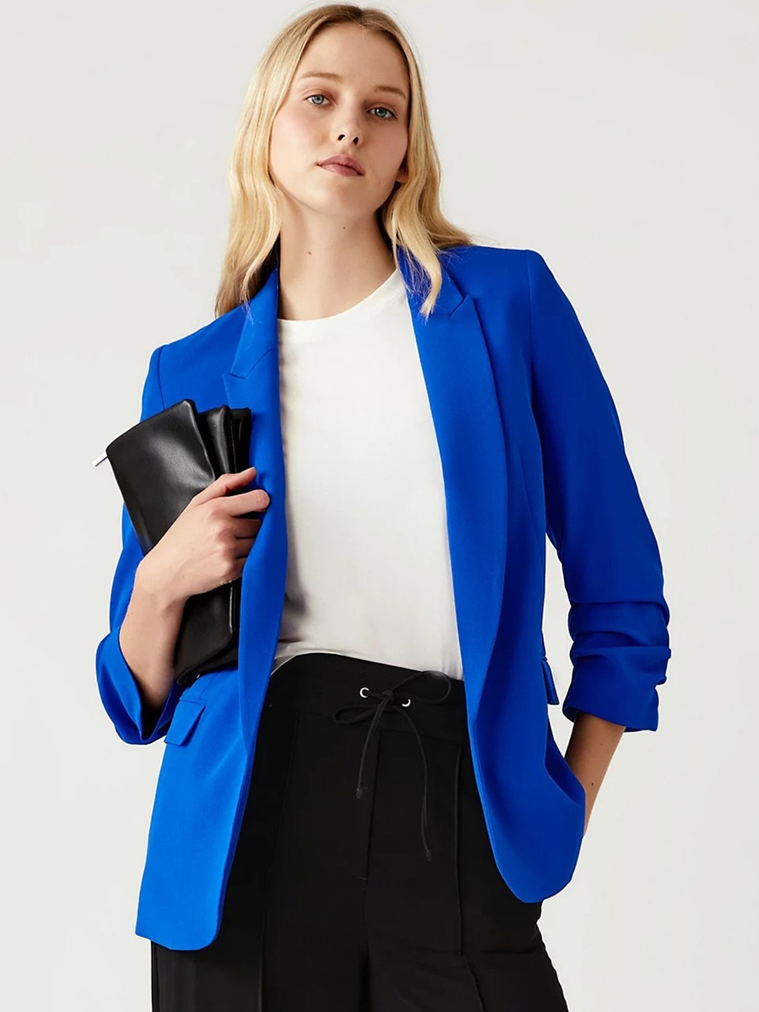 

Marks & Spencer Single-Breated Front Open Casual Blazer, Blue