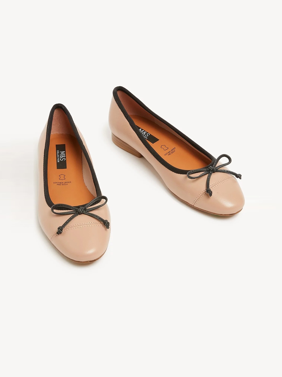 

Marks & Spencer Women Colourblocked Ballerinas With Bows, Beige