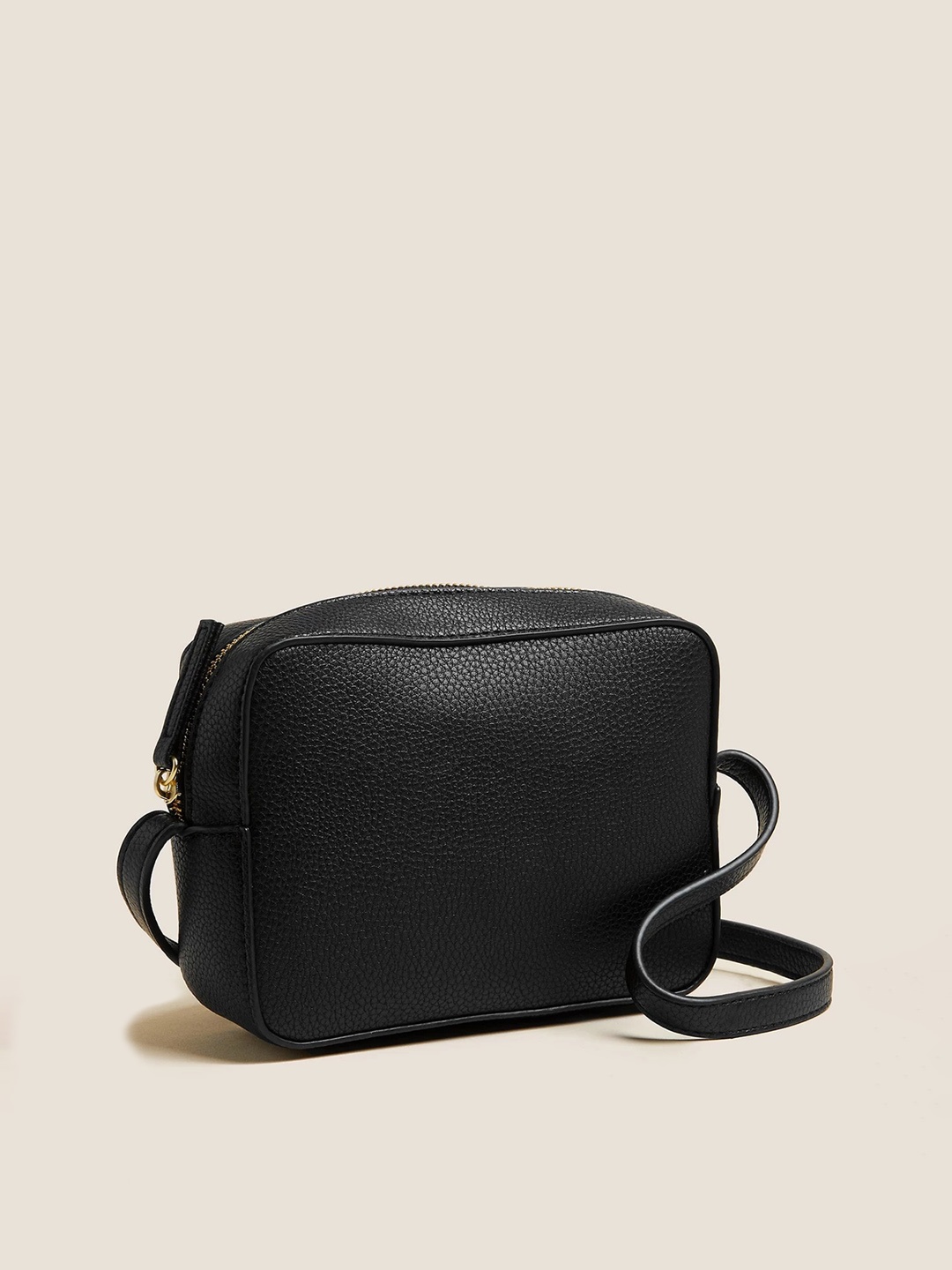 

Marks & Spencer Textured Half Moon Sling Bag, Black