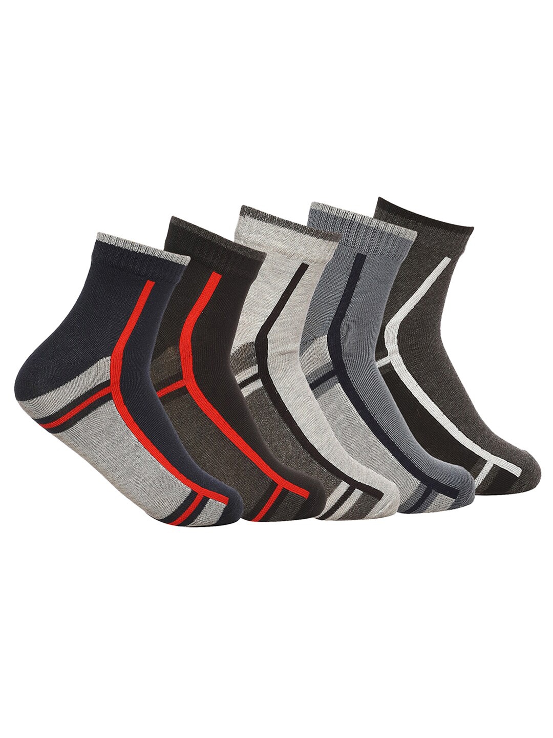 

MARC Men Pack Of 5 Patterned Ankle-Length Socks, Navy blue