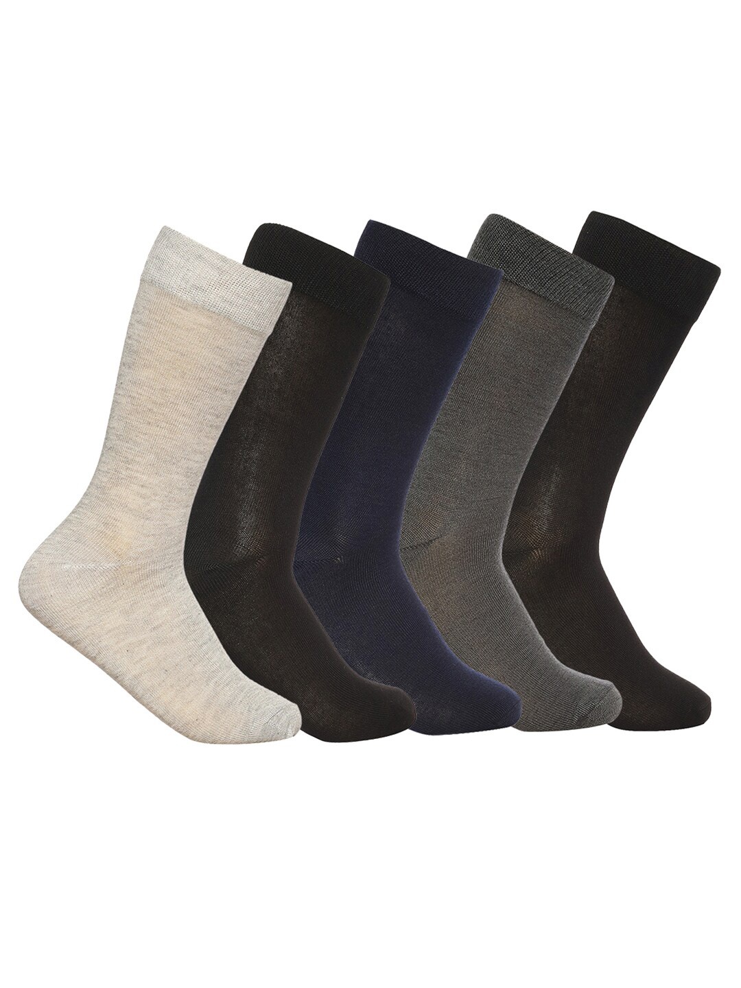 

MARC Men Pack Of 5 Calf-Length Socks, Coffee brown