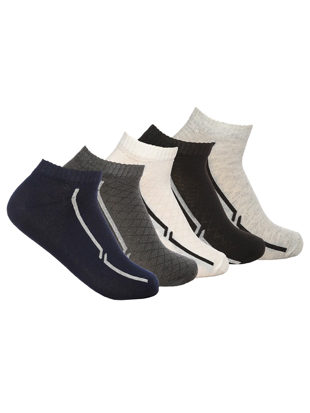 

MARC Men Pack Of 5 Patterned Ankle Length Socks, Navy blue