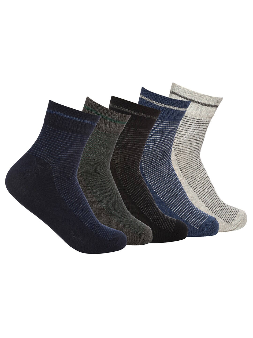 

VINENZIA Men Pack Of 5 Striped Above Ankle Socks, Navy blue