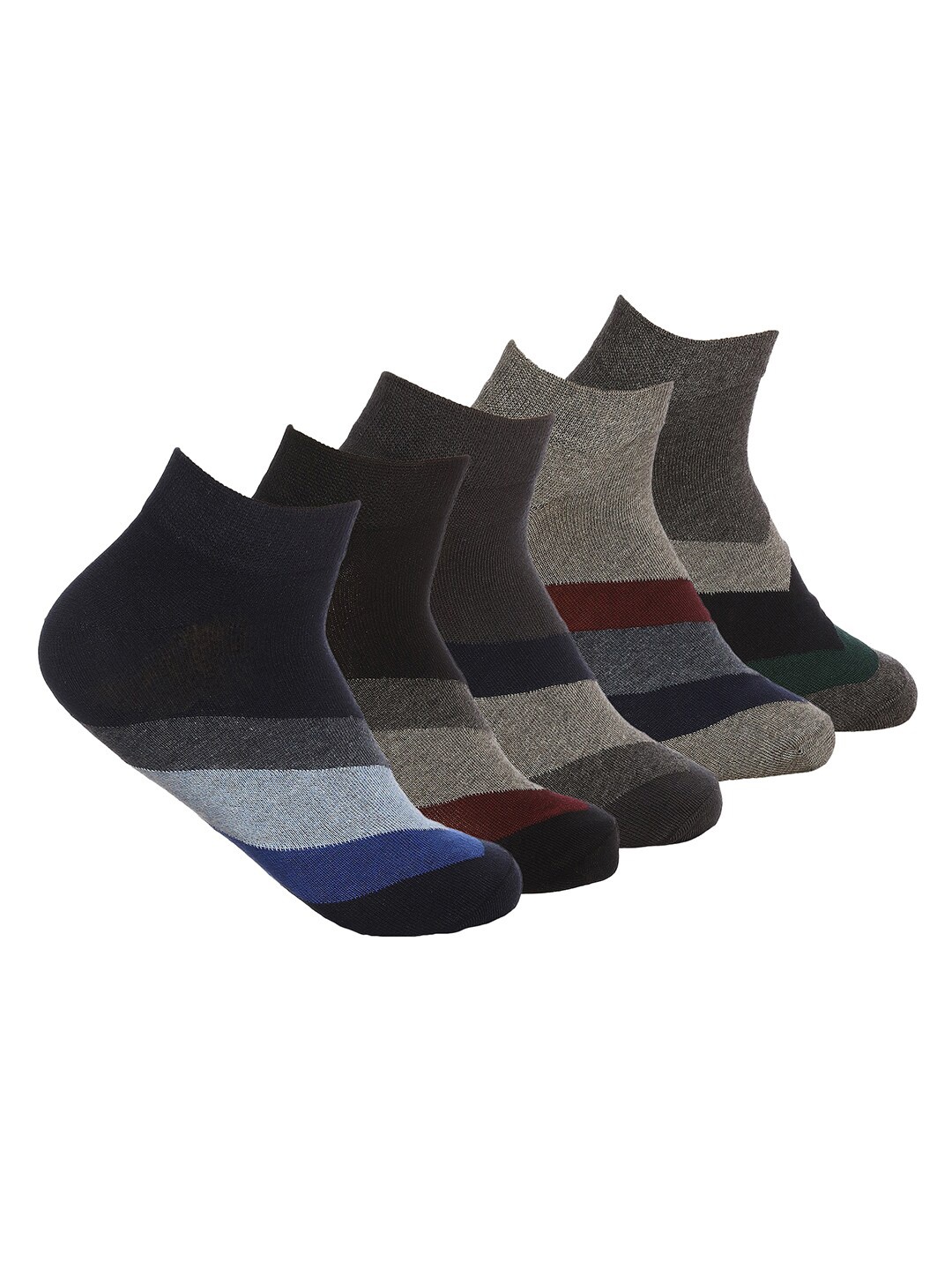 

VINENZIA Men Pack Of 5 Colourblocked Ankle-Length Socks, Navy blue