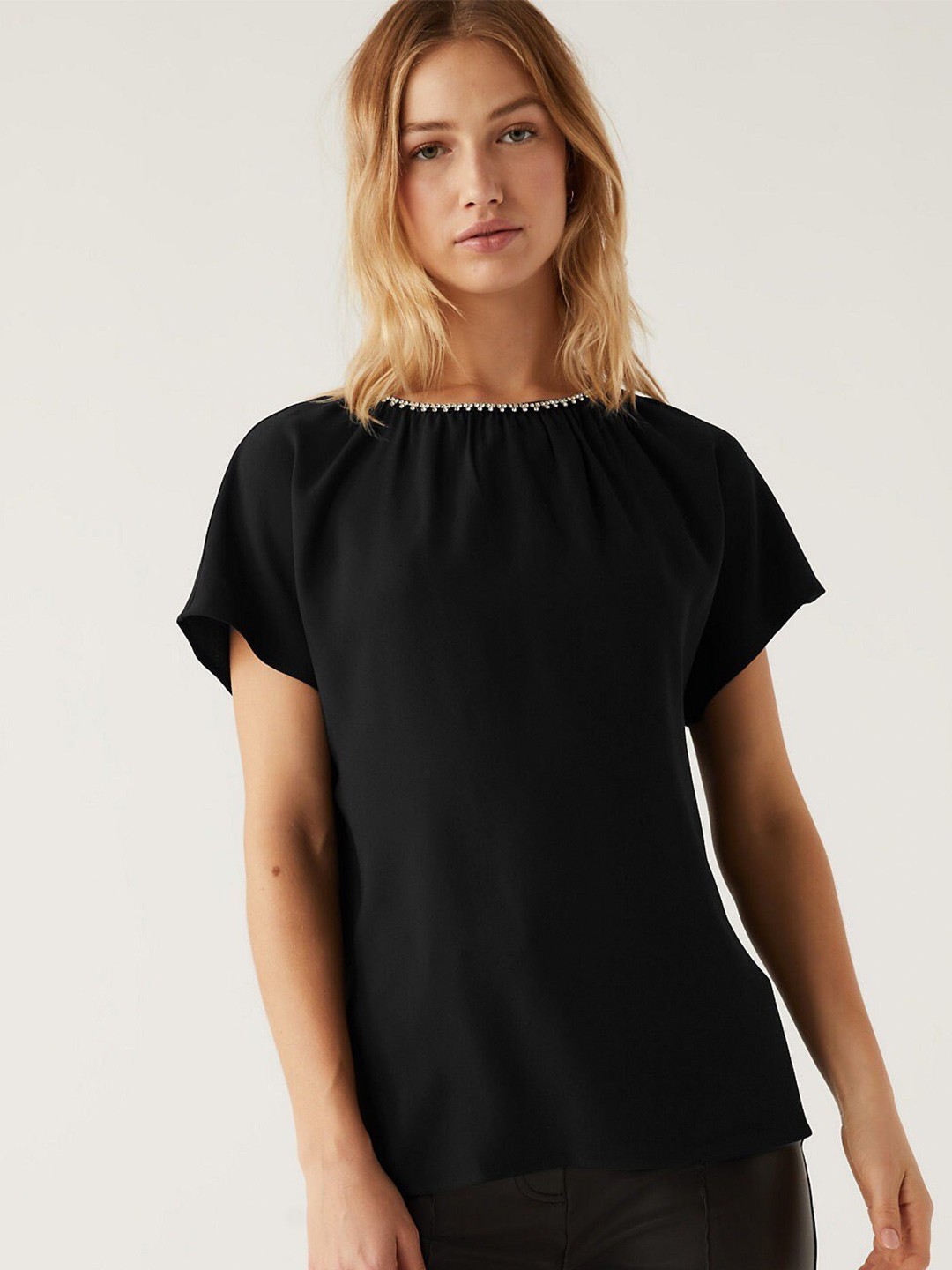 

Marks & Spencer Extended Sleeves Top, Black