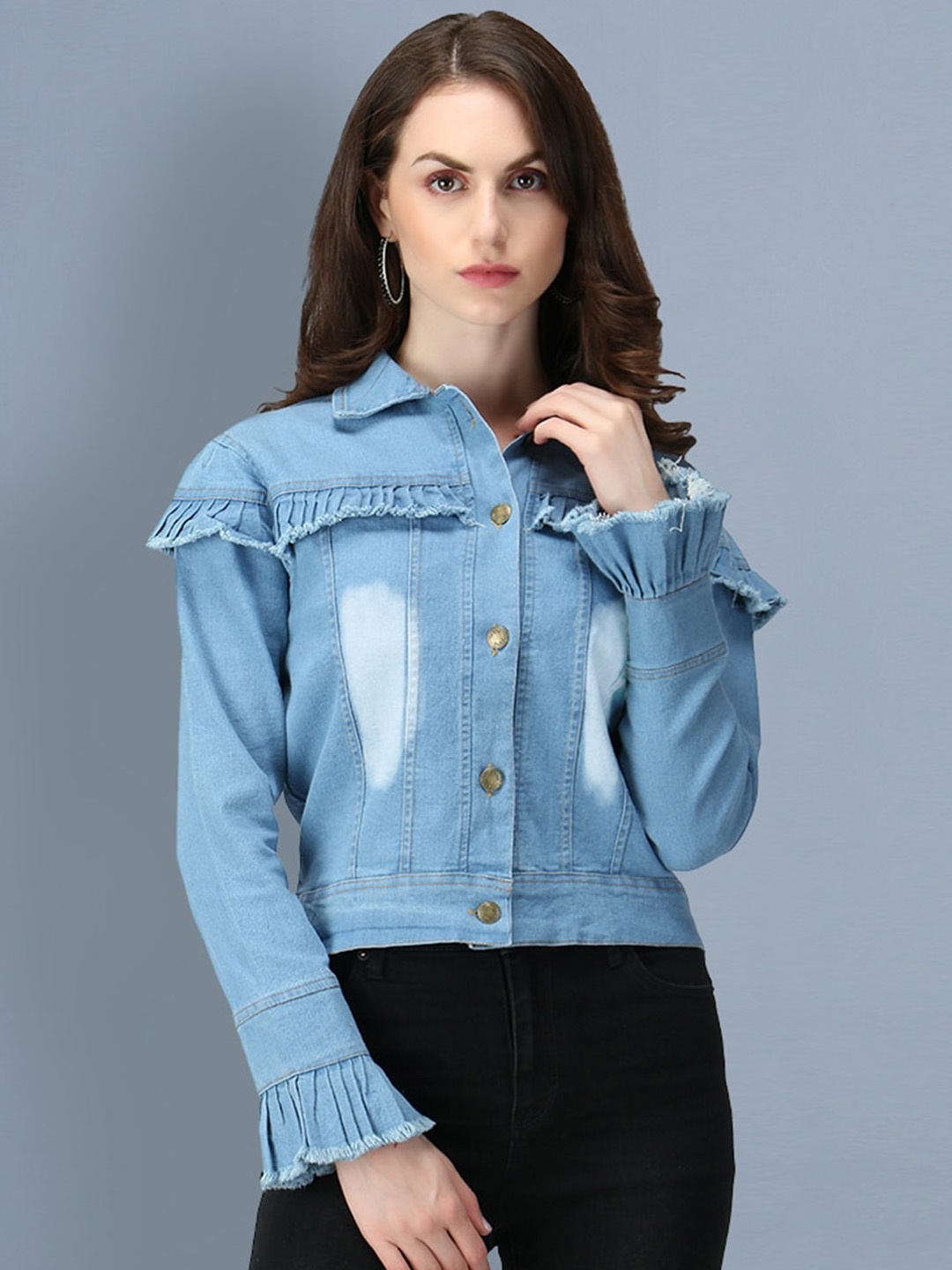 

BUY NEW TREND Women Lightweight Crop Denim Jacket, Blue