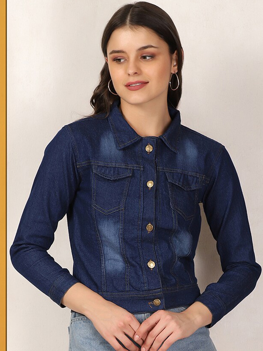 

BUY NEW TREND Women Cotton Lightweight Crop Denim Jacket, Blue