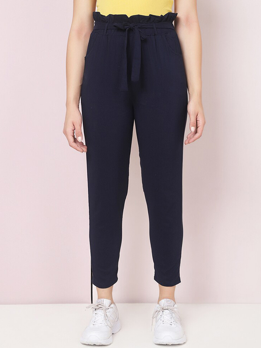 

BUY NEW TREND Women Comfort Slim Fit Trousers, Navy blue