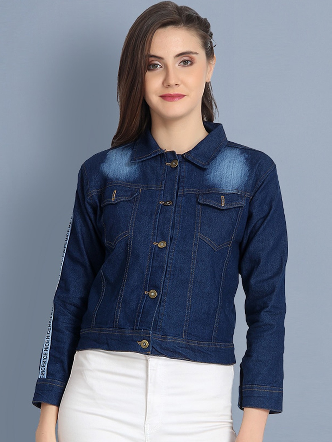 

BUY NEW TREND Women Washed Lightweight Crop Denim Jacket, Blue