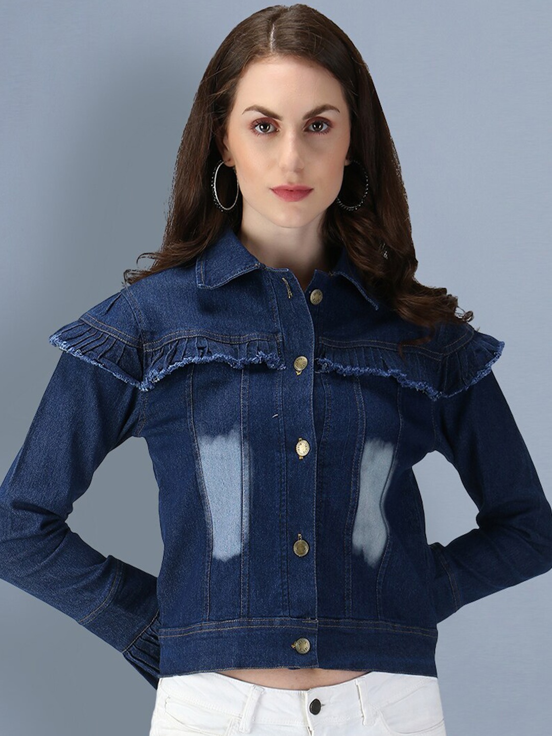 

BUY NEW TREND Women Washed Lightweight Crop Denim Jacket, Blue