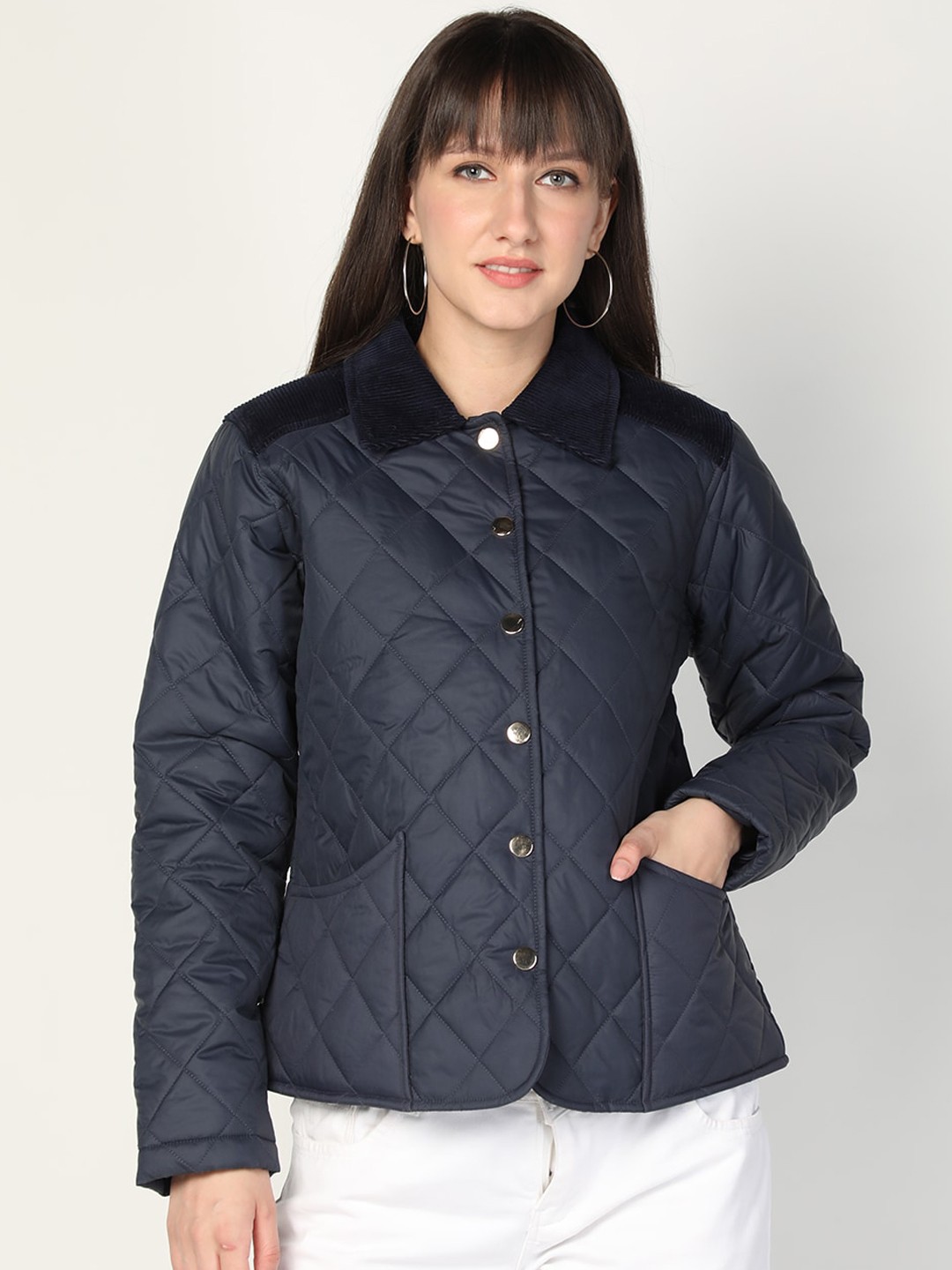 

HONNETE Women Lightweight Crop Outdoor Quilted Jacket, Blue